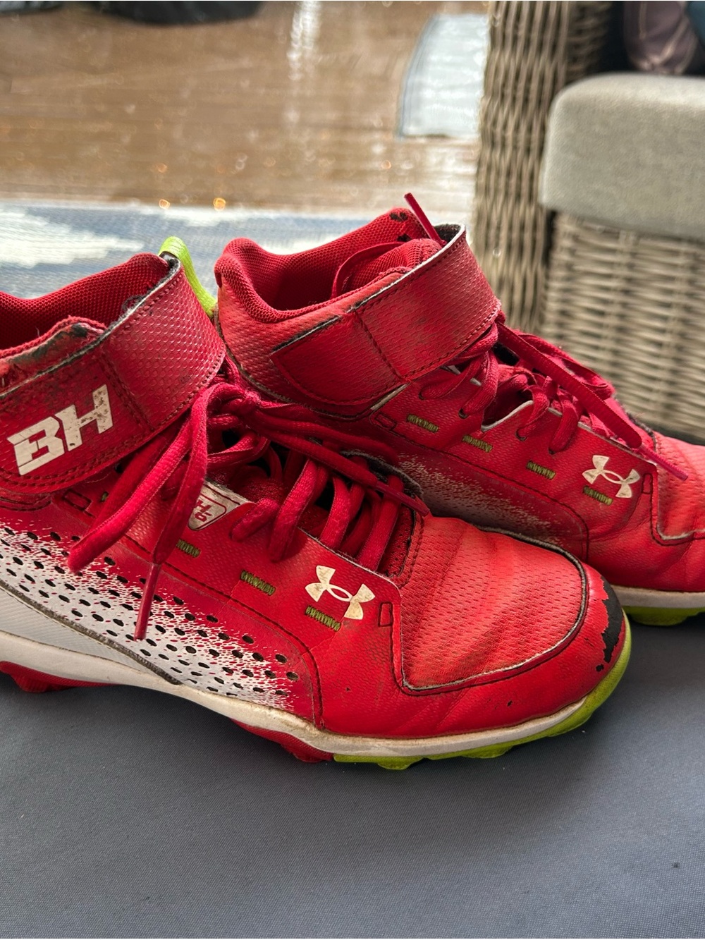 Under Armour Kids' Red High-Top Athletic Shoes